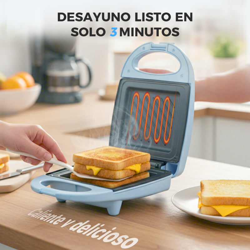 Sandwichera Multifunción Compacta de Rápido Calentamiento - Ideal para Cocina, Oficina o Dormitorio