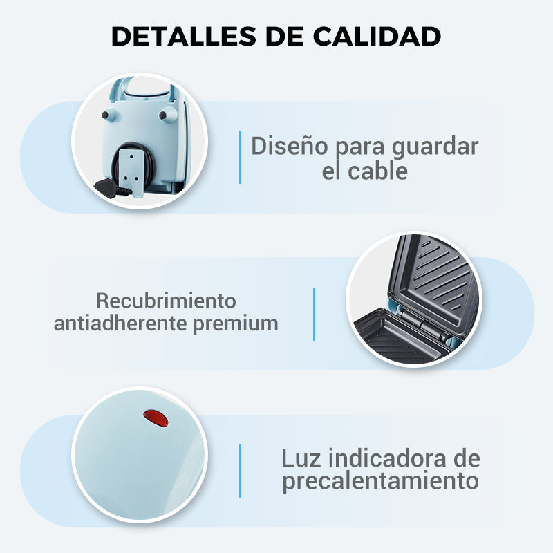 Sandwichera Multifunción Compacta de Rápido Calentamiento - Ideal para Cocina, Oficina o Dormitorio